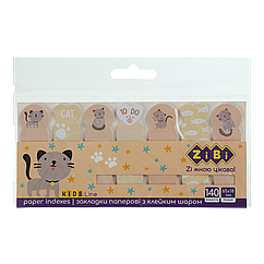Закладки паперові GREY CAT, з клейким шаром, 68x20 мм та 65x18 мм, 7 диз. по 20 арк., KIDS Line ZB.15103
