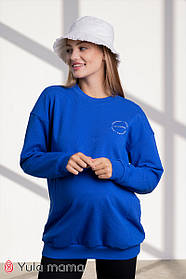 Світшот туніка для вагітних і годуючих оверсайз із трьохнитки для майбутніх мам Mriya S (44) Юла Мама синій