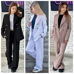 Стильний костюм для дівчаток піджак і штани палаццо, розміри на зріст 134 — 160 + Відеоогляд!