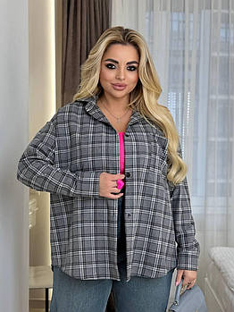 Жіноча сорочка з фланелі у клітинку у кольорах (Батал)