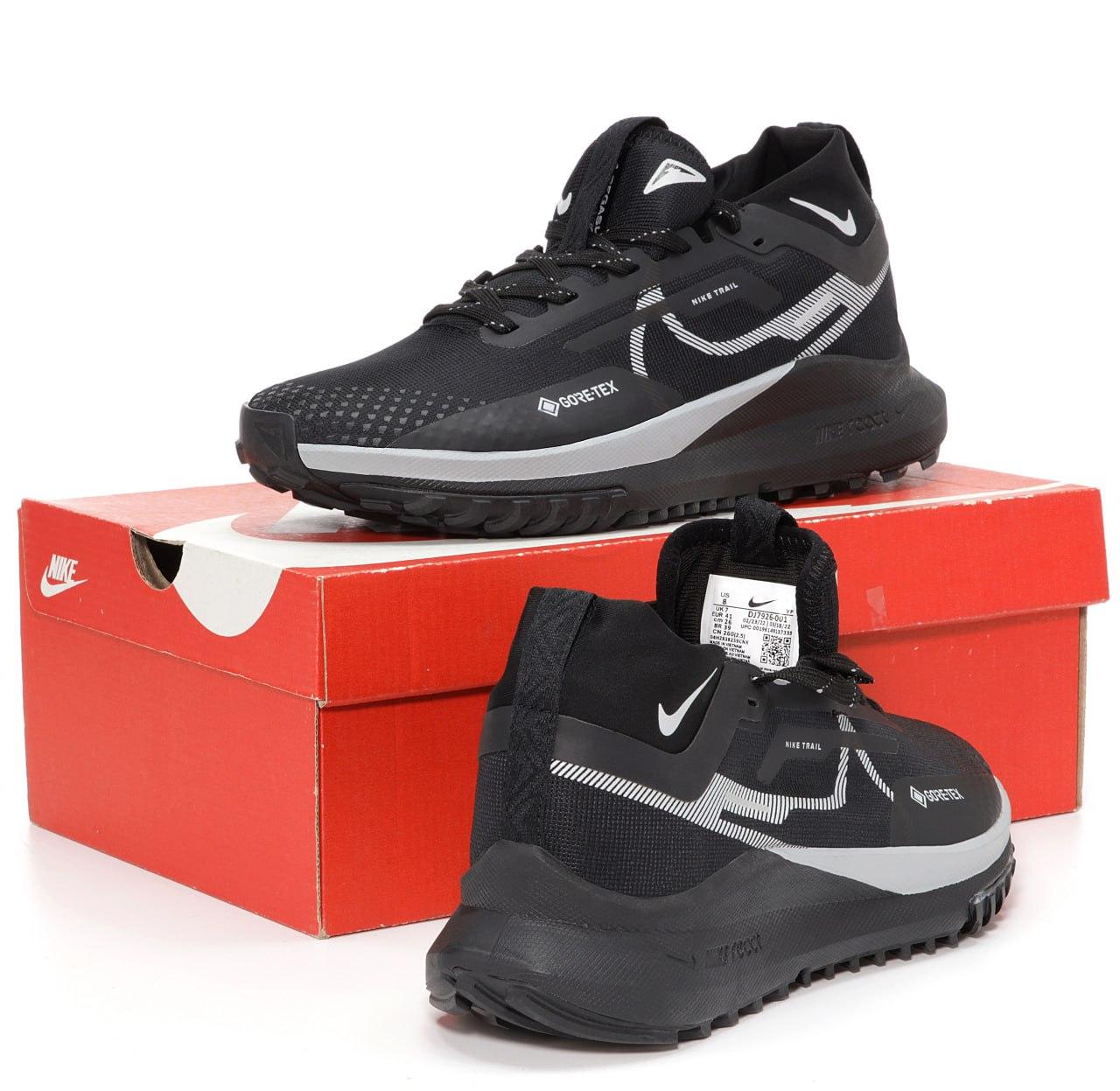Чоловічі кросівки Nike Pegasus Trail 4 Gore-Tex Black White Чорно-білі Найк Пегасус текстиль гор-текс демісезон