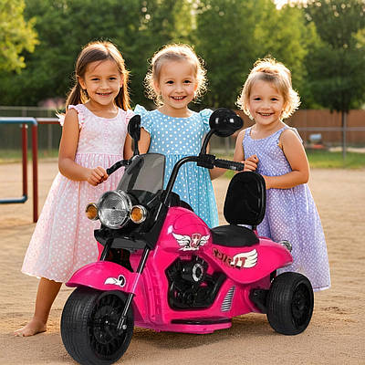 Дитячий електромотоцикл електричний мотоцикл для дівчинки триколісний електромобіль для дитини світло звук