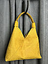 Сумка жіноча трикутна шкіряна дизайнерська жовта MKMK2725-1, фото 2