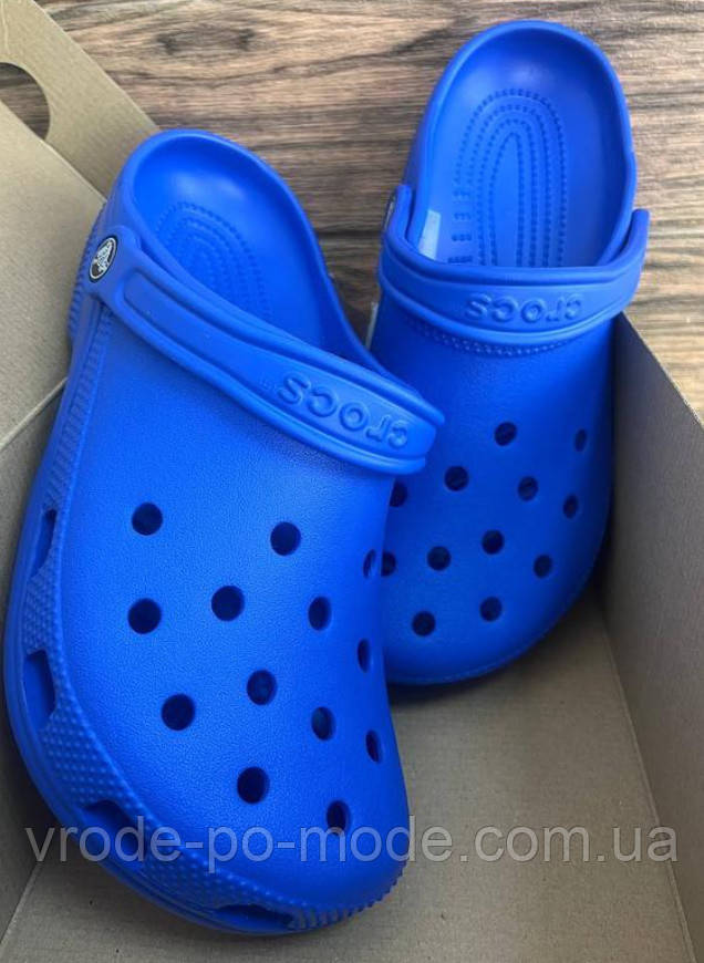 Жіночі та підліткові крокси блакитні, молодіжні літні сабо унісекс Crocs Classic для кухарів, оригінал, фото 1