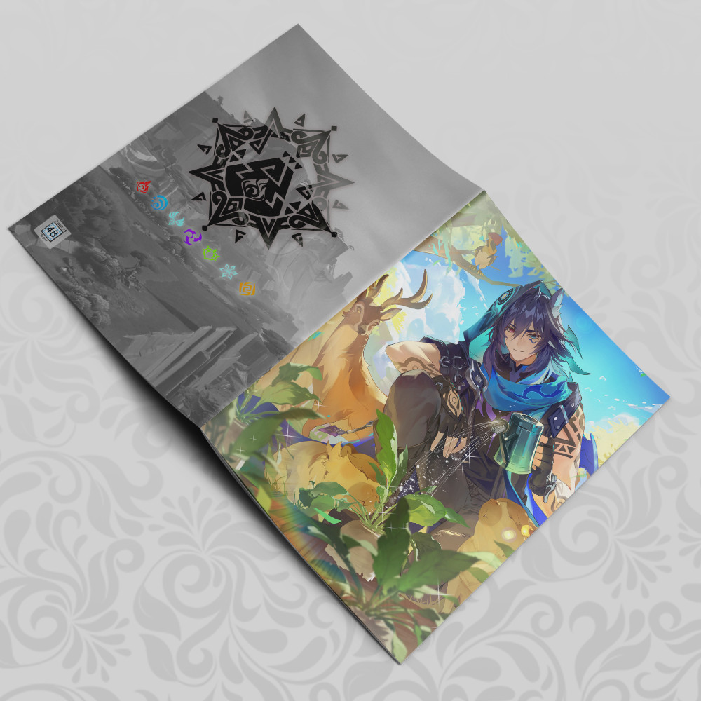 Зошит А5 Genshin Impact Олорун (у клітинку на 48 аркушів на скобі), фото 1