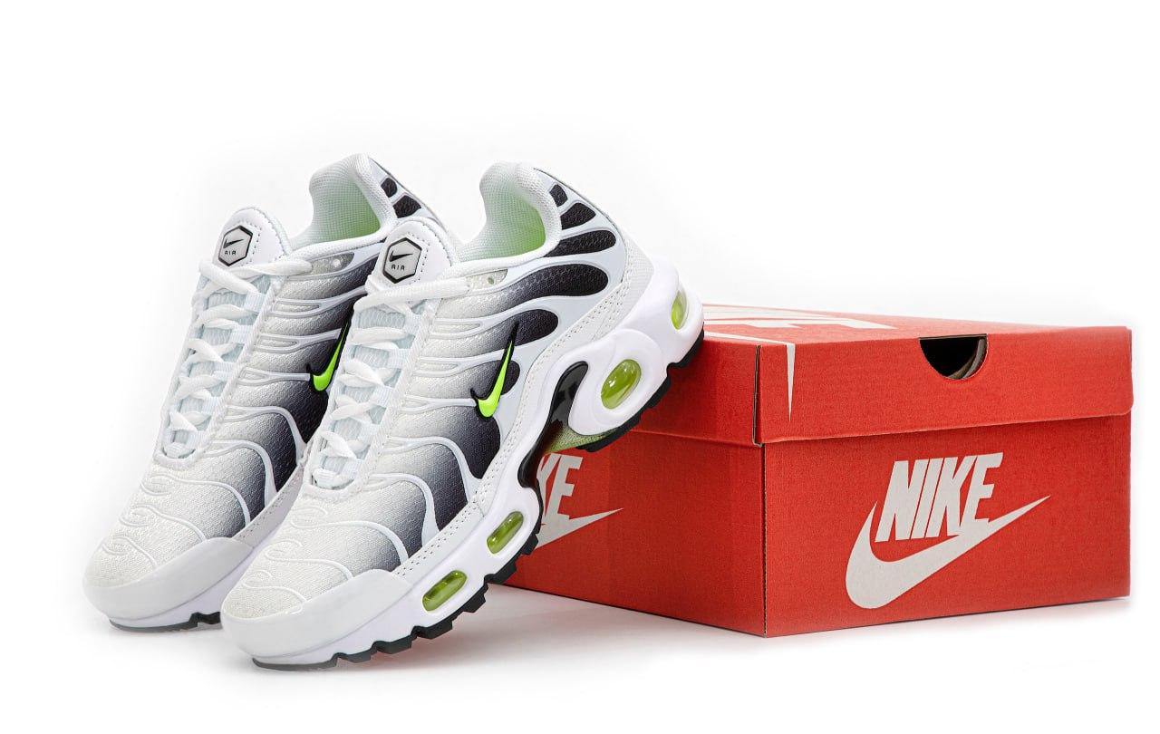 Жіночі кросівки Nike Air Max TN Plus White Green Білі Взуття Найк Аір Макс Плюс якісний текстиль демісезон