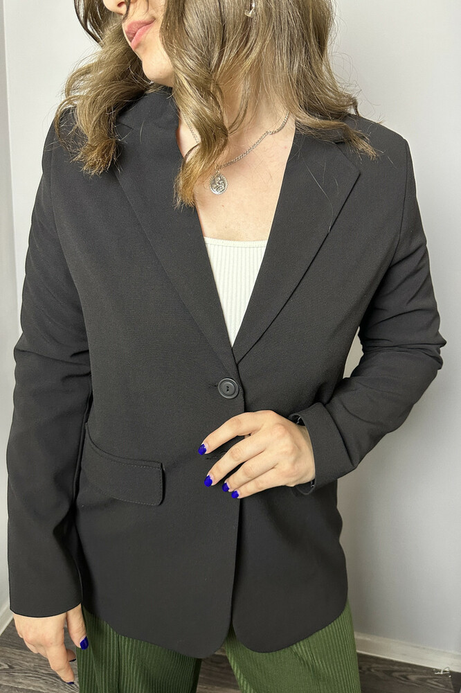 Жакет жіночий чорний однобортний Modna KAZKA MKAZ6524-1, фото 1