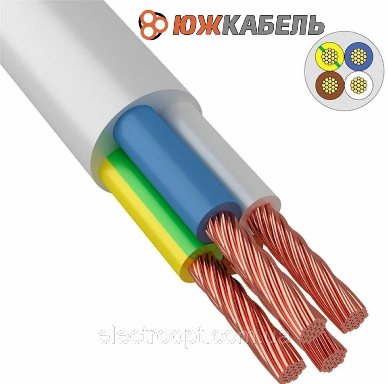 Мідний дріт ПВС 4*1.5 Южкабель круглий (кратно 5 м)