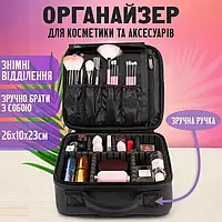 Косметичка з ручкою і відділеннями для зберігання косметики та макіяжу дорожня жіноча сумка органайзер у дорогу для подорожей