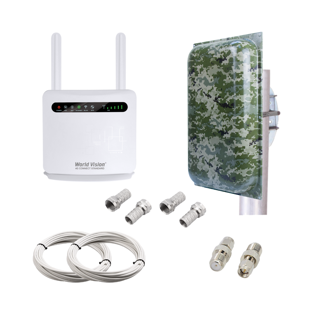 4G інтернет комплект WiFi роутер World Vision 4G CONNECT Standard + антена Мілітарі Maxi MIMO 22 Дб