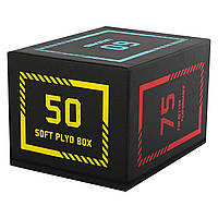 Бокс пліометричний тумба для кросфіту Пліобокс SOFT PLYO BOX LiveUp LP8155 1 шт 50х60х75 см чорний