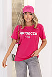Жіноча футболка з написом Prosecco Mood, кулір бавовна, оверсайз | Норма та батал, фото 9