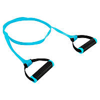 Еспандер стрічковий для фітнесу з ручками 130 см LiveUp LP8407 навантаження 30LB синій