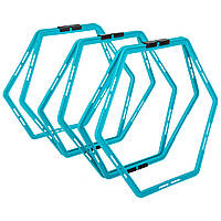 Сітка для розвитку координації гексагональна швидкісна драбина 6 штук LiveUp LP8612 6 шт. синій