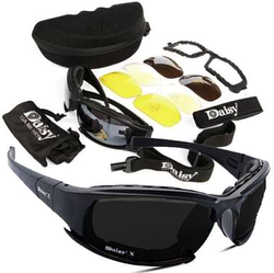 Захисні тактичні сонцезахисні окуляри з поляризацією Daisy X7 Black + 4 комплекти лінз