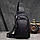 Чоловічий слінг шкіряний 32х18х8, сумка рюкзак на плече зерниста, бананка для документів23242 чорна, фото 9