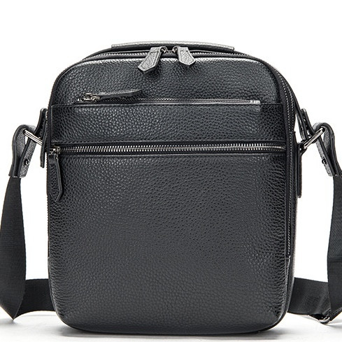 Чоловіча шкіряна сумка через плече чорна Tiding Bag 711511