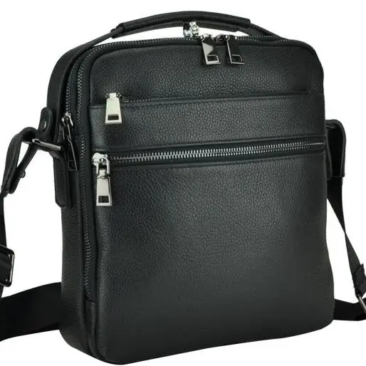 Шкіряна чоловіча сумка через плече чорна Tiding Bag MN-284334