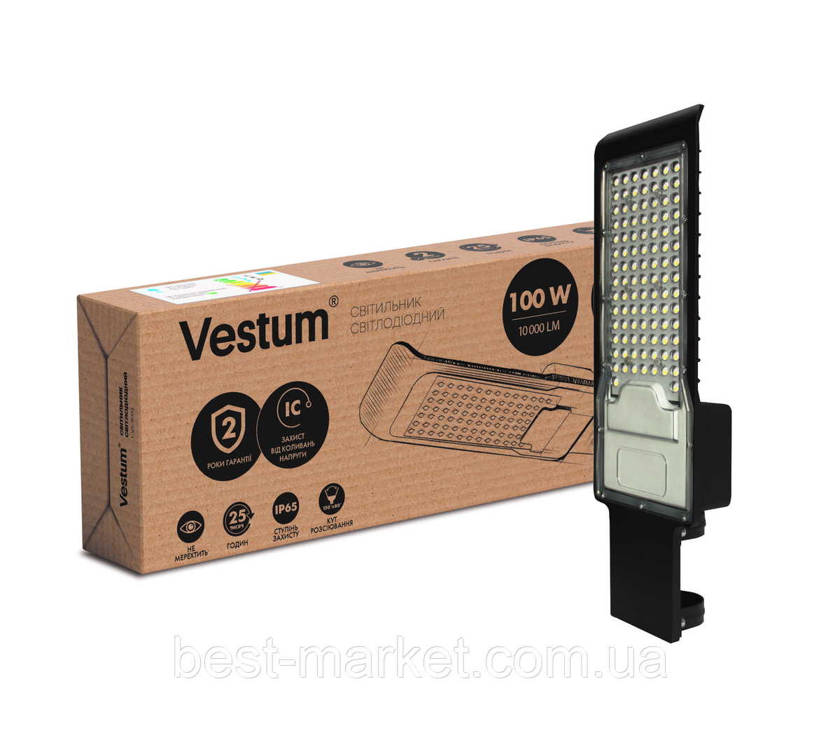 Світлодіодний консольний світильник Vestum 100W 10000Лм 6500K 85-265V IP65 1-VS-9003