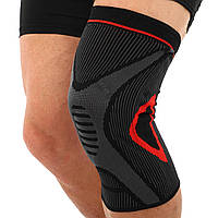 Наколінник зі спіральними ребрами жорсткості та силіконовим кільцем SIBOTE ST-7211 M-XL 1 шт. чорний-сірий