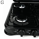 Настільна газова плита 4 конфорки, емальоване покриття, з кришкою, для балонного газу, фото 6