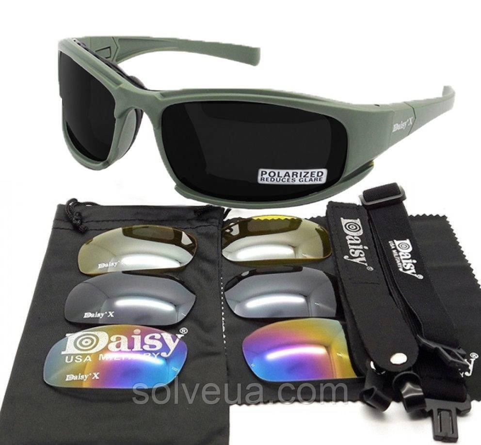 Захисні сонцезахисні спортивні окуляри Daisy X7 олива.4 змінні лінзи.solve, фото 1