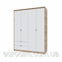 Шафа розпашна для одягу з висувними шухлядами (полиці - штанга) Еверест Сіті-1600 160,2х50х204,6 см Дуб сонома/Білий (DTM-071118), фото 5