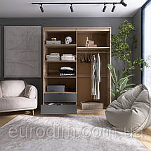 Шафа розпашна для одягу з висувними шухлядами (полиці - штанга) Еверест Сіті-1600 160,2х50х204,6 см Дуб сонома/Графіт (DTM-071121), фото 4