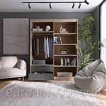 Шафа розпашна для одягу з висувними шухлядами (штанга - полиці) Еверест Сіті-1600 160,2х50х204,6 см Дуб сонома/Графіт (DTM-071123), фото 3