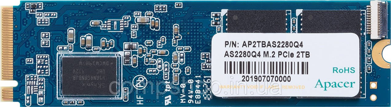 Твердотільний диск M.2  2TB  Apacer AS2280Q4  (М.2 2280, PCIe 4.0 x4, NVMe 1.3, 5000MB/s / 4400MB/s) (код