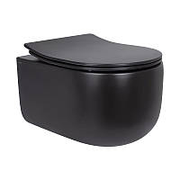 Унітаз підвісний Qtap Taurus безободковий з сидінням Soft-close QT2433084EUQMB