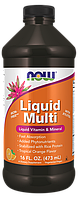 Мультивітаміни, Liquid Multi, Now Foods, рідкі, без заліза, тропічний апельсин, 473 мл