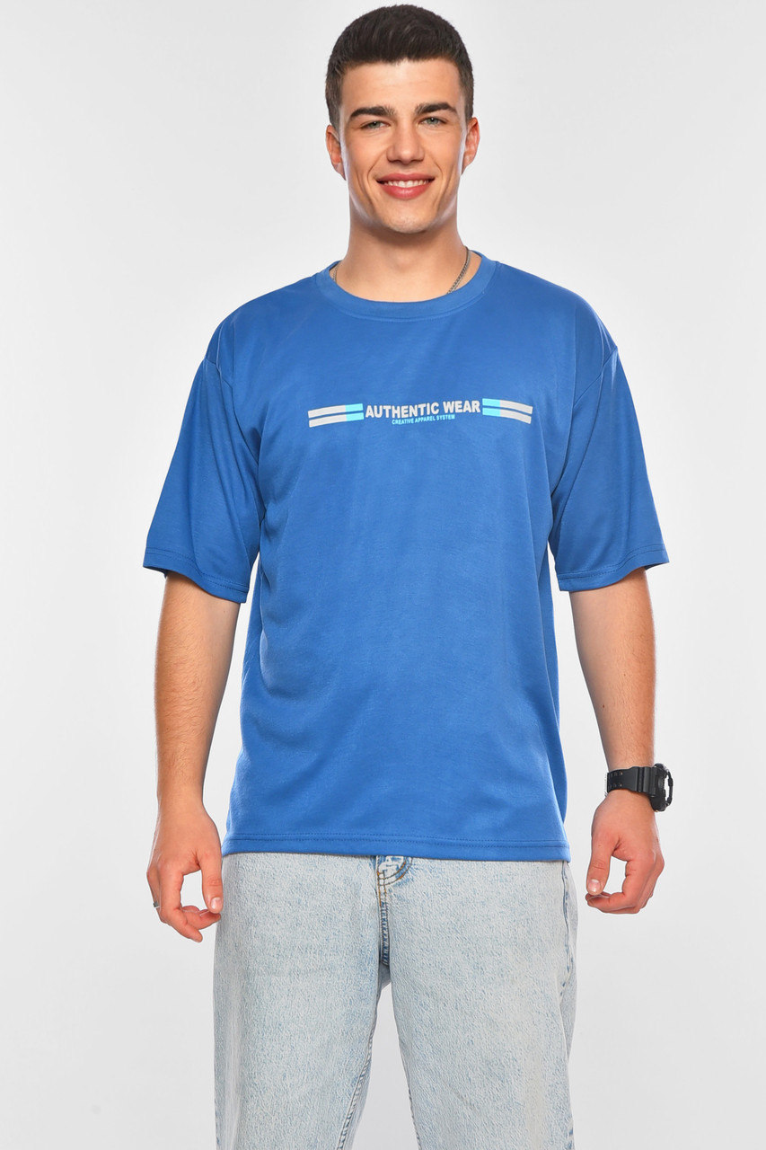 Футболка чоловіча батальна темно-синього кольору 200473M, фото 1