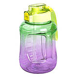 Пляшка для води спортивна 1.6 л пластикова з трубочкою з ремінцем 22 см Зелена HP-14-35GR, фото 2