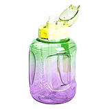 Пляшка для води спортивна 1.6 л пластикова з трубочкою з ремінцем 22 см Зелена HP-14-35GR, фото 3