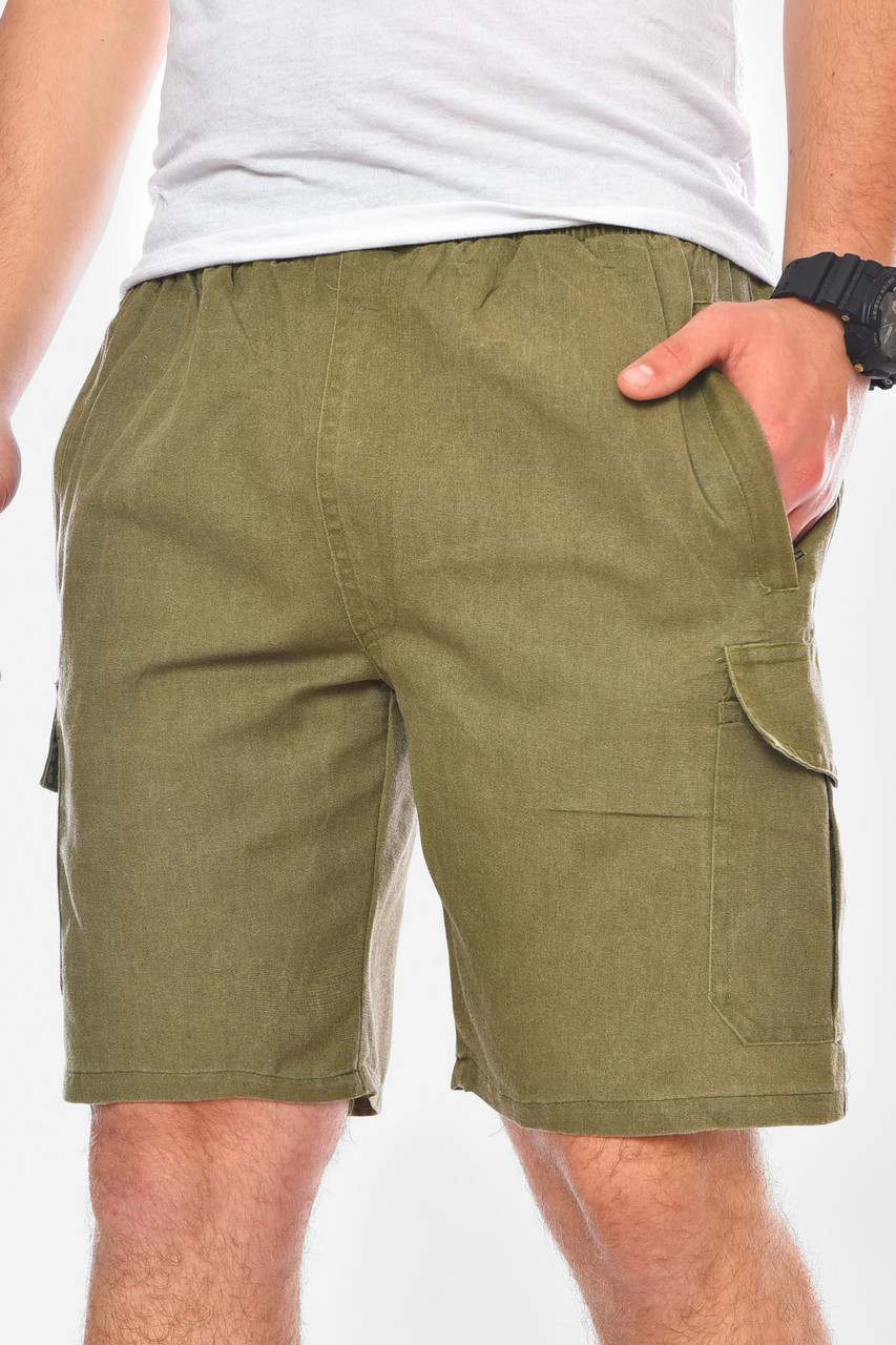 Шорти чоловічі однотонні кольору хакі 200201M, фото 1