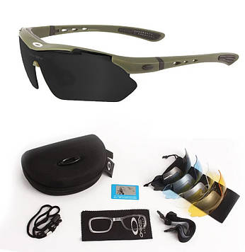 Сонцезахисні окуляри  з поляризацією тактичні Oakley olive 5 лінз One size+.PeremogaUA