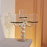 Канделябр на 5 свічок 19×19×24 см підсвічник декоративний скляний на ніжці Чорний HP-4-23, фото 4