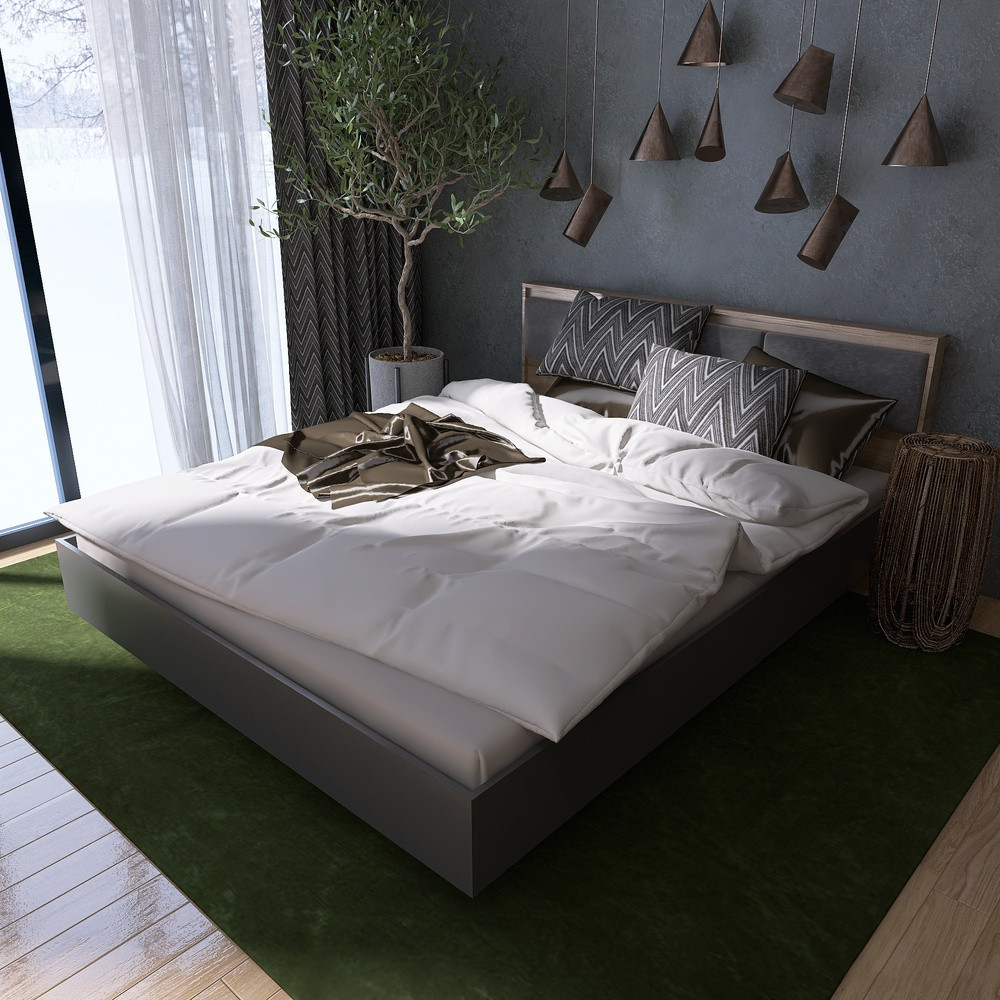 Ліжко двоспальне з підйомним механізмом Еверест Сіті-1400 200,5х148,8х82,6 см Дуб сонома/Графіт (DTM-071092), фото 1