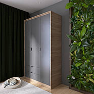 Шафа розпашна для одягу з висувними шухлядами (штанга-штанга) Еверест Сіті-1200 120,2х50х204,6 см Дуб сонома/Графіт (DTM-071097), фото 5