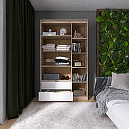 Шафа розпашна для одягу з висувними шухлядами (полиці- полиці) Еверест Сіті-1200 120,2х50х204,6 см Дуб сонома/Білий (DTM-071128), фото 4