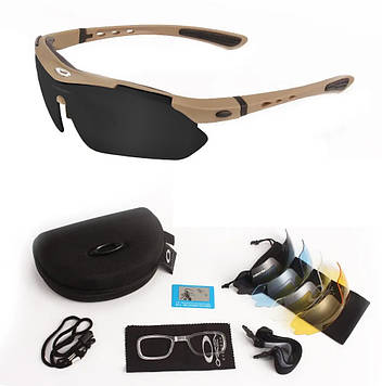 Сонцезахисні окуляри  з поляризацією тактичні Oakley койот 5 лінз One size+