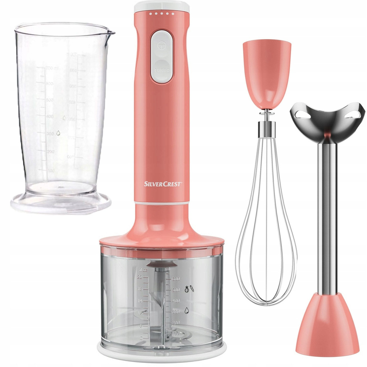 Новий німецький функціональний блендер-міксер-чоппер Silver Crest SSMS600 E3 Pink з Німеччини з гарантією