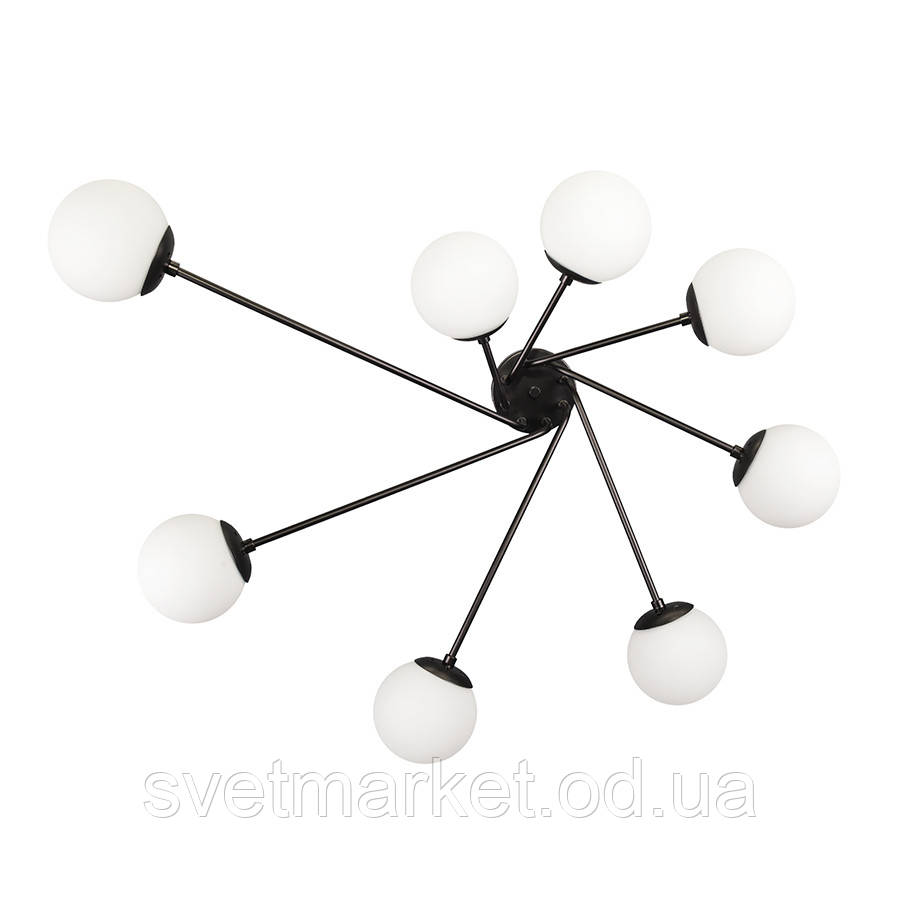 Сучасна стельова люстра з плафонами 7529803-8 BK+WH, фото 1