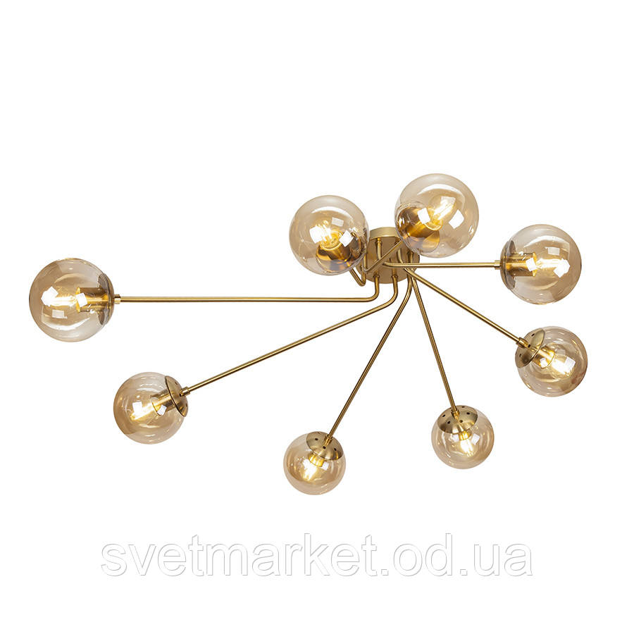 Сучасна стельова люстра 7529803-8 BRZ+BR, фото 1