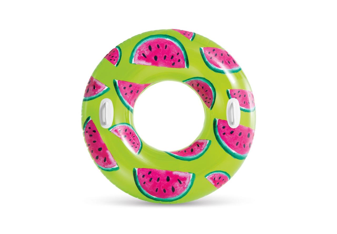 Надувне коло Intex 56261 "Tropical Fruit Watermelon", з ручками, 107 см, фото 1