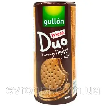Печиво GULLON Duo Mega сендвіч темне з шоколадним кремом, 300г, 20шт/ящ, фото 1