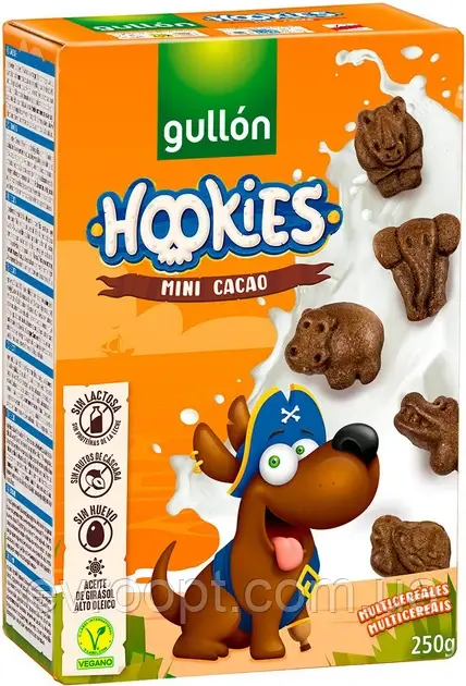 Пічово GULLON Hookies Mini Cacao, 250 г, 12 шт./яск., шт., фото 1