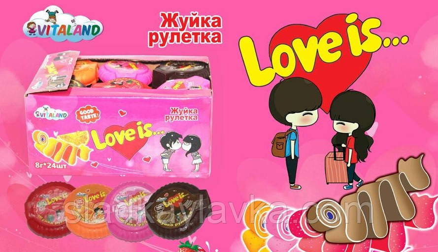 Жувальна гумка Рулетка LOVE IS 24 шт (Vitaland)