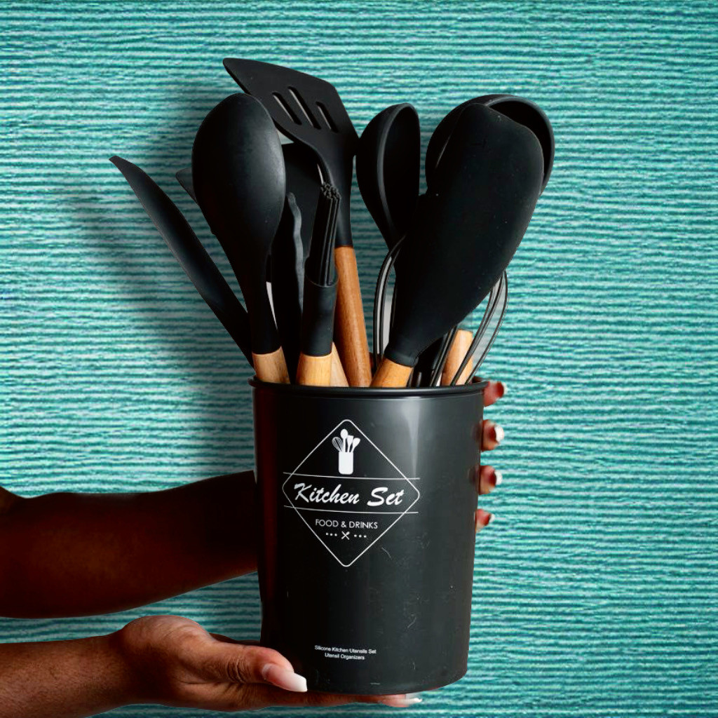 Кухонний набір з 12 предметів Kitchen Art із бамбуковою ручкою VIP Чорний